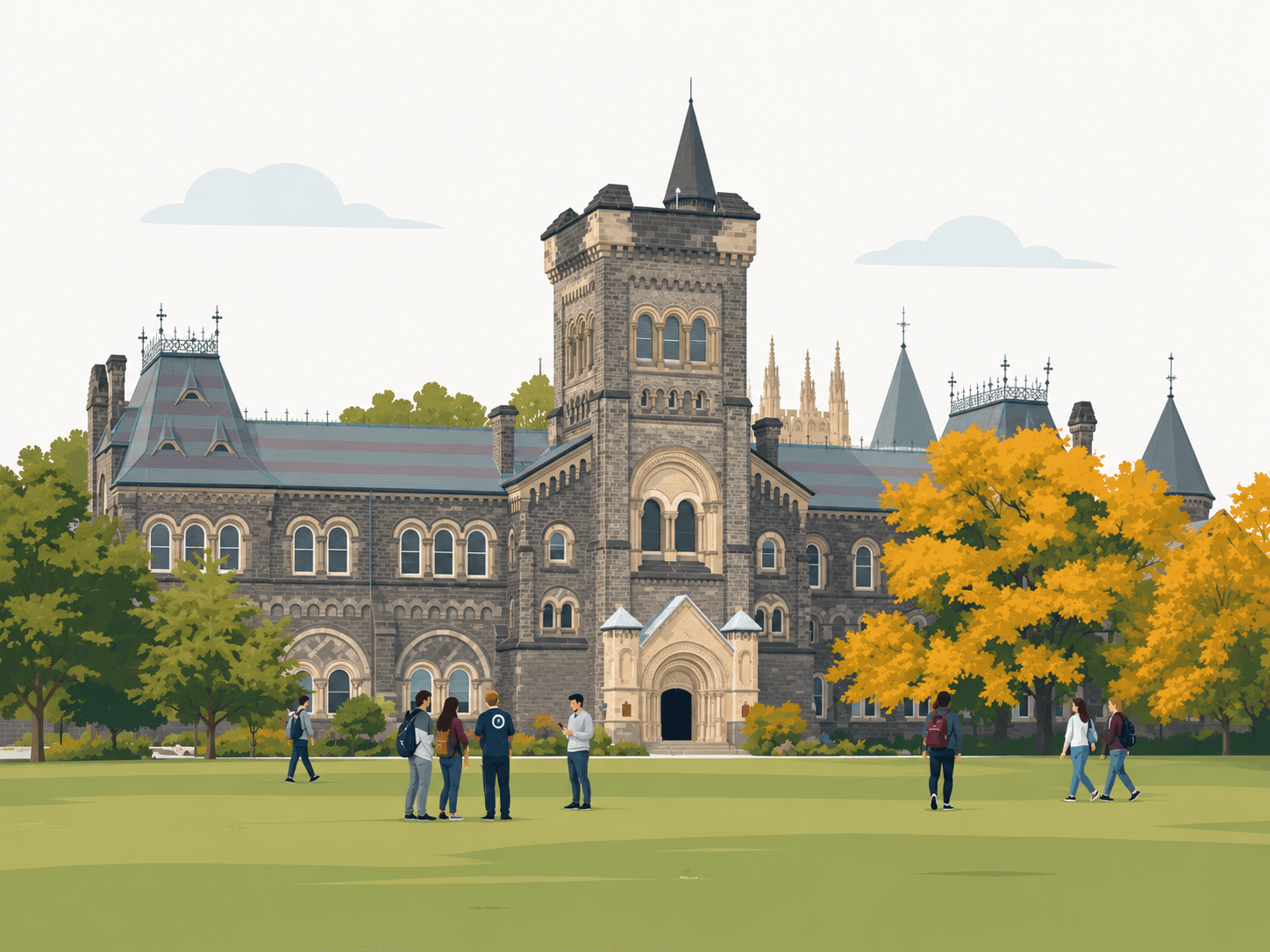 Canadian campus with students